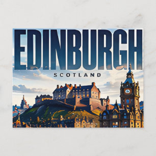 Cartão Postal 🏰 Panorama Moderno de Edimburgo Estilo Urbano 🏰