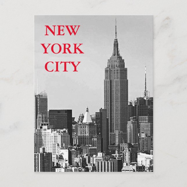 Cartão Postal Panorama Nova Iorque preto e branco (Frente)