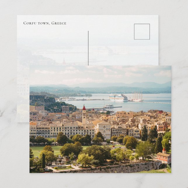 Cartão Postal Panoramic Corfu Old Town view, Greece (Frente/Verso)