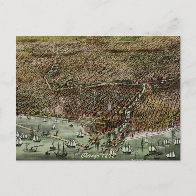 Cartão Postal Panorâmica Chicago 1892 (Frente)