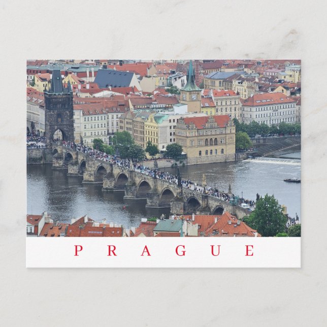 Cartão postal panorâmico Praga Charles Bridge (Frente)