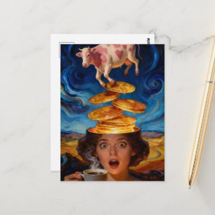 Cartão Postal Panquecas De Café Da Manhã Surrealistas Surpreende