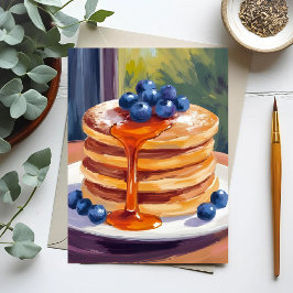 Cartão Postal Panquecas de Mirtilo | Pintura a Óleo