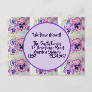 Cartão Postal Pansy Flowers Novo Cartão-Postal De Endereço, Es