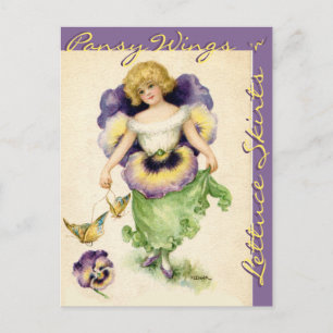 CARTÃO POSTAL "PANSY WINGS 'N LETTUCE SKIRT" GARDEN FAERIE