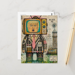 Cartão Postal Pântano de Algas Engraçado Antitrump Colagem de Mí