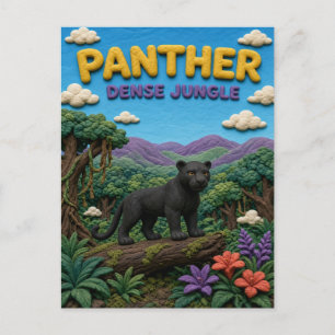 Cartão Postal Pantera, Arte em Argila da Selva Densa