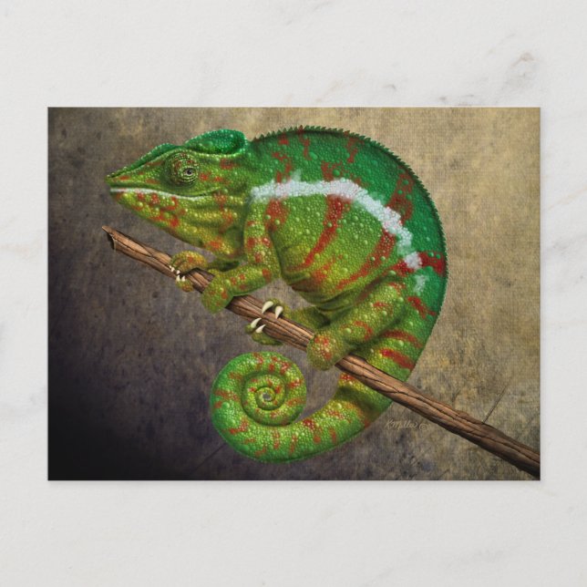Cartão Postal Panther Chameleon Digital Painting (Frente)