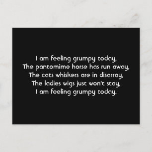 Cartão Postal Pantomima. Poema. Branco preto