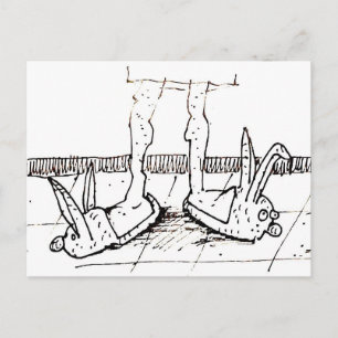 Cartão Postal Pantuflas de Coelho Engraçado Cartoon