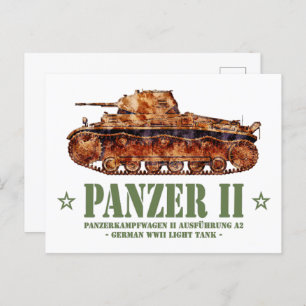Cartão Postal Panzer II A2 Guerra Mundial 2 Tanque alemão leve