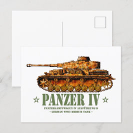 Cartão Postal Panzer IV Guerra Mundial 2.ª Divisão Média Alemã W