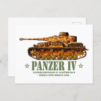 Cartão Postal Panzer IV Guerra Mundial 2.ª Divisão Média Alemã W