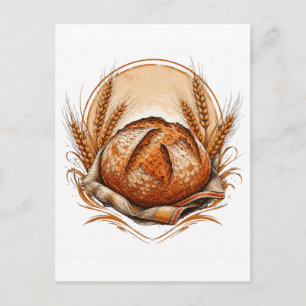 Cartão Postal Pão Artesanal de Fermentação Natural Padeiro Tradi
