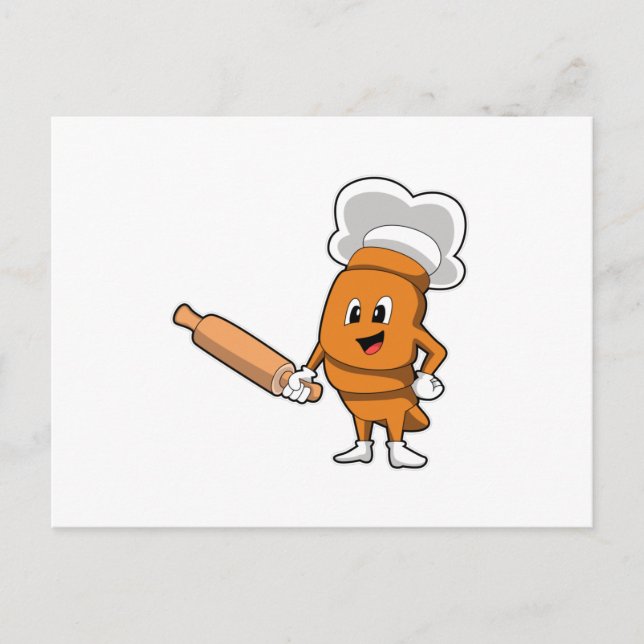 Cartão Postal Pão como Cozinheiro com rolo de massa (Frente)