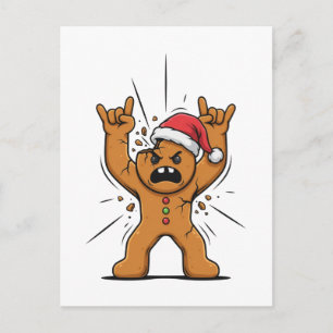 Cartão Postal Pão de gengibre Heavy Metal Guitar Natal 2026  