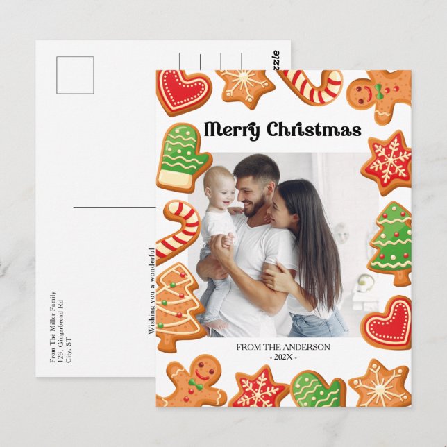 Cartão Postal Pão Gingerpão Cookies Foto Natal (Frente/Verso)