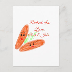 Cartão Postal pão laranja casal emoji assado no amor adicionar n