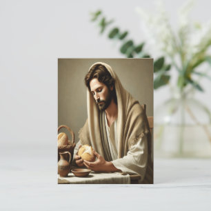 Cartão Postal Pão Sagrado: Gesto Adorável de Jesus