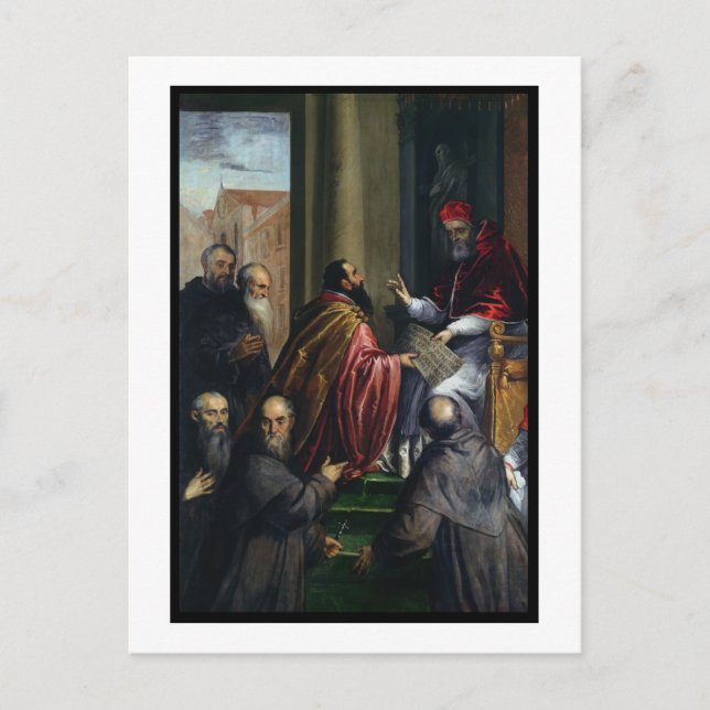 Cartão Postal Papa Paulo IV Entregando um Estatuto (Frente)