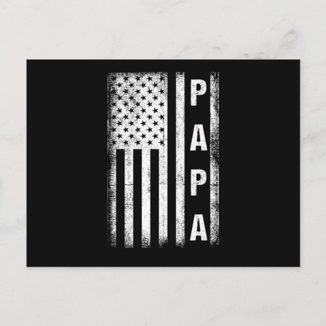 Cartão Postal Papa USA Flag Father Dad Daddy Fathers Day Family  (Frente)