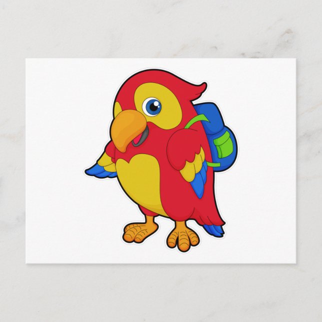 Cartão Postal Papagaio com Mochila (Frente)