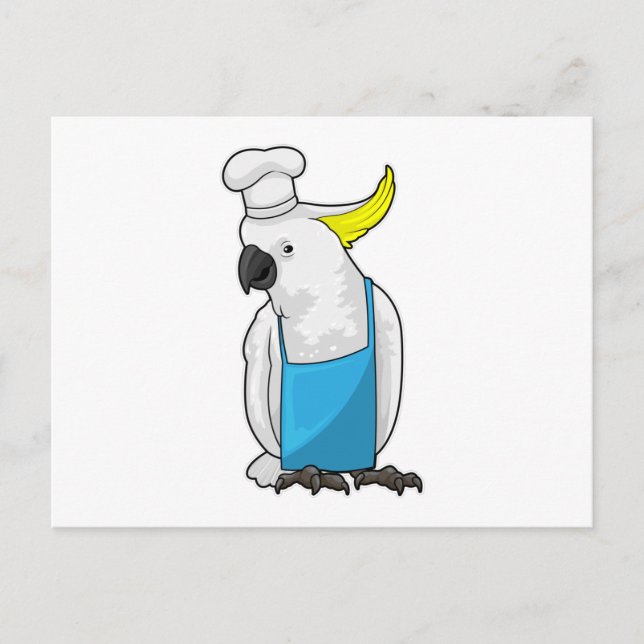 Cartão Postal Papagaio como Chef com chapéu de cozinheiro (Frente)