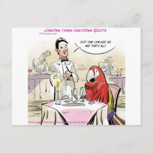 Cartão Postal Papagaio Jantar Refinado Divertido
