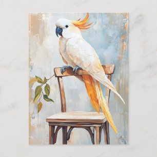 Cartão Postal Papagaio numa pintura de cadeira