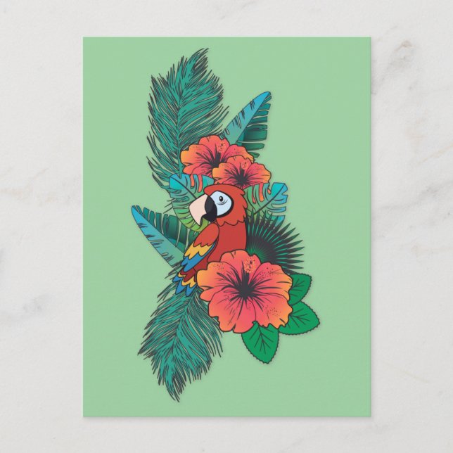 Cartão Postal Papagaio Tropical (Frente)