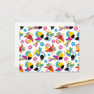 Cartão Postal Papagaios Coloridos, Papagaios Tropicais, Pássaros