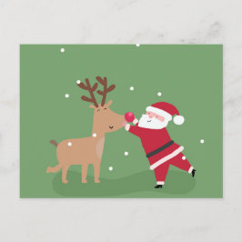Cartão Postal Papai Noel Abraçando o Rudolph