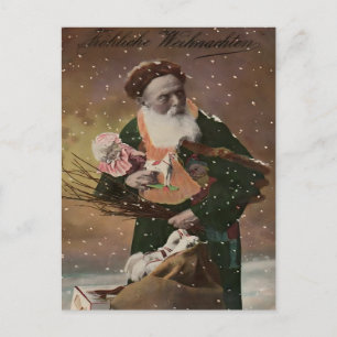 Cartão Postal Papai Noel alemão vitoriano vintage na neve Antiga