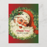 Papai Noel Antigo com Coroa de Pinheiro Obrigado