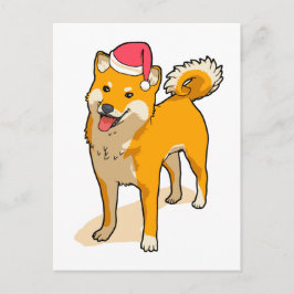 Cartão Postal Papai Noel cachorro Shiba Inu Natal