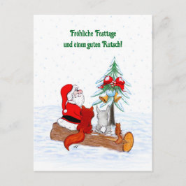 Cartão Postal Papai Noel Coelho Raposa Esquilo, Alemão
