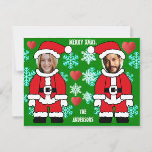 Cartão Postal Papai Noel com buraco para rosto personalizado de