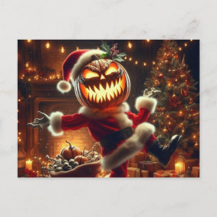 Cartão Postal Papai Noel da Jack-O-Lantern Assustadora