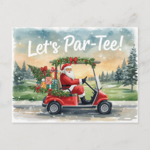 Cartão Postal Papai Noel de Golfe em Carrinho Vermelho – Diverti