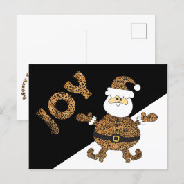 Cartão Postal Papai Noel de Impressão de Leopardo Alegria