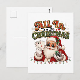 Cartão Postal Papai Noel do Pôquer de Natal Tudo Incluído