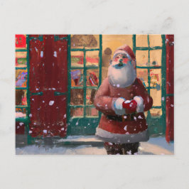 Cartão Postal Papai Noel em frente à Arte AI do Compro Brinquedo