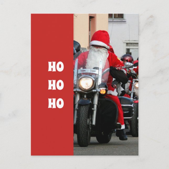 Cartão Postal Papai Noel em Motocicleta Ho Ho (Frente)