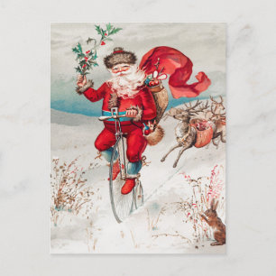 Cartão Postal Papai Noel Engraçado Antigo Natal