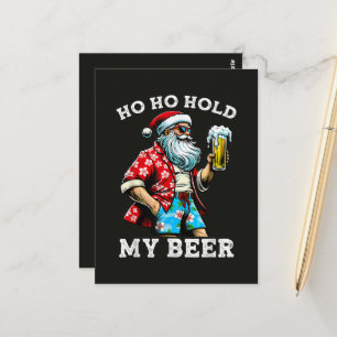 Cartão Postal Papai Noel engraçado com óculos de sol e cerveja N