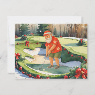 Cartão Postal Papai Noel está jogando golfe no Natal em julho