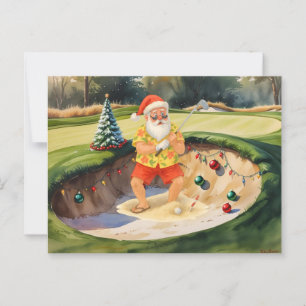 Cartão Postal Papai Noel está jogando golfe no Natal em julho