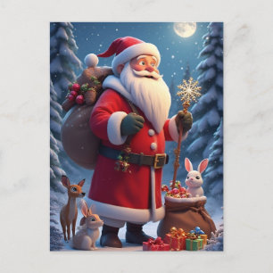 Cartão Postal ❄️ Papai Noel Floco de Neve Alegria 🎄 Festivo Inv