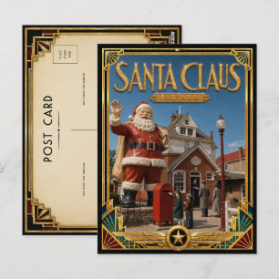 Cartão Postal Papai Noel Indiana Arte Deco Vintage Idade Dourada
