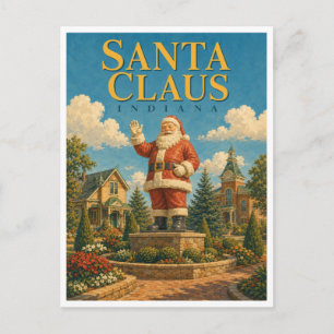 Cartão Postal Papai Noel Indiana Estátua de Papai Noel GeoSaga